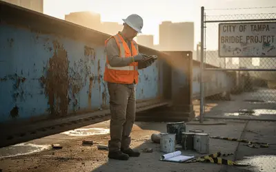 Inspector at a City of Tampa bridge project site