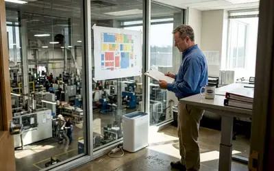Manager reviewing a chart in a plant office